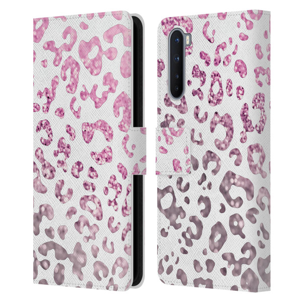 Monika Strigel Animal Print Glitter Pink Leather Book Wallet Case Cover For OnePlus Nord 5G