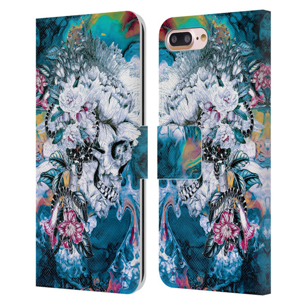 Riza Peker Skulls 9 Memento Mori Leather Book Wallet Case Cover For Apple iPhone 7 Plus / iPhone 8 Plus