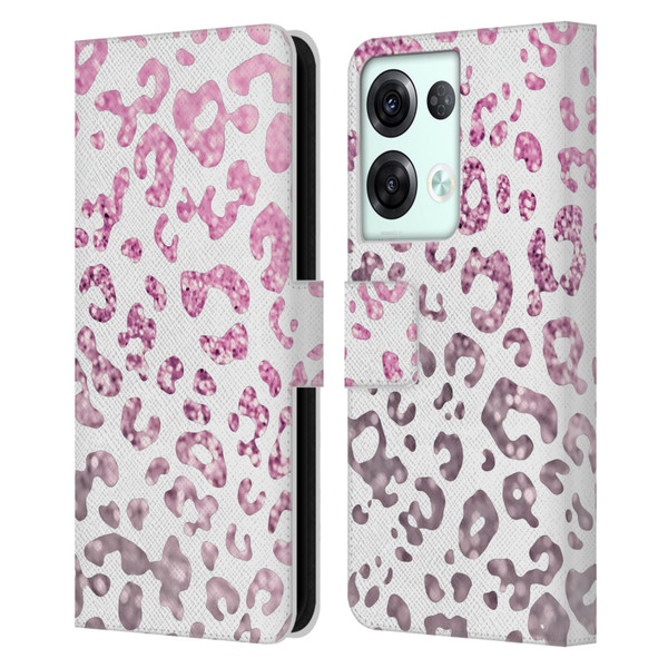 Monika Strigel Animal Print Glitter Pink Leather Book Wallet Case Cover For OPPO Reno8 Pro