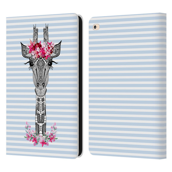Monika Strigel Flower Giraffe And Stripes Blue Leather Book Wallet Case Cover For Apple iPad Air 2 (2014)