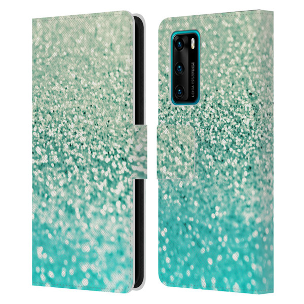 Monika Strigel Glitter Collection Mint Leather Book Wallet Case Cover For Huawei P40 5G