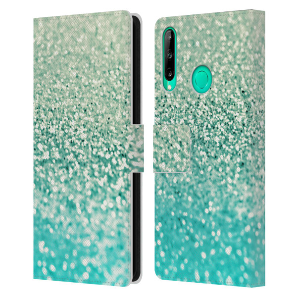 Monika Strigel Glitter Collection Mint Leather Book Wallet Case Cover For Huawei P40 lite E