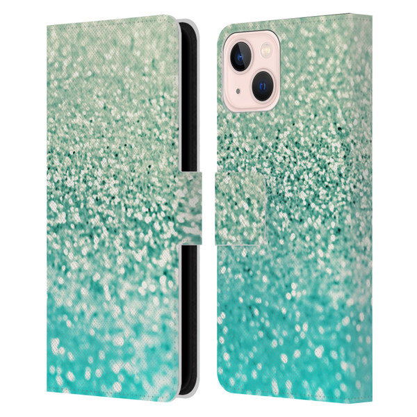 Monika Strigel Glitter Collection Mint Leather Book Wallet Case Cover For Apple iPhone 13