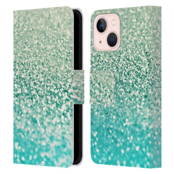 Monika Strigel Glitter Collection Mint Leather Book Wallet Case Cover For Apple iPhone 13 Mini