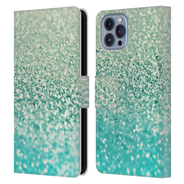 Monika Strigel Glitter Collection Mint Leather Book Wallet Case Cover For Apple iPhone 14