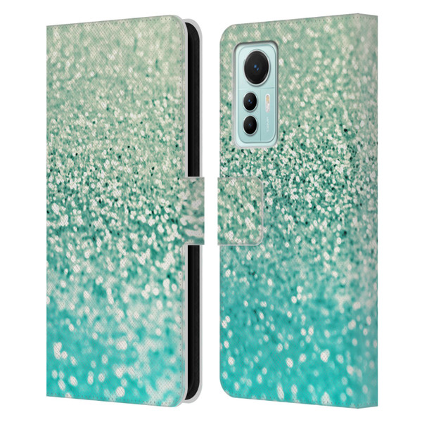 Monika Strigel Glitter Collection Mint Leather Book Wallet Case Cover For Xiaomi 12 Lite