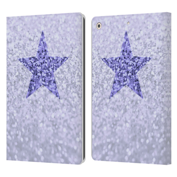 Monika Strigel Glitter Star Pastel Lilac Leather Book Wallet Case Cover For Apple iPad 10.2 2019/2020/2021