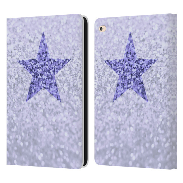 Monika Strigel Glitter Star Pastel Lilac Leather Book Wallet Case Cover For Apple iPad Air 2 (2014)