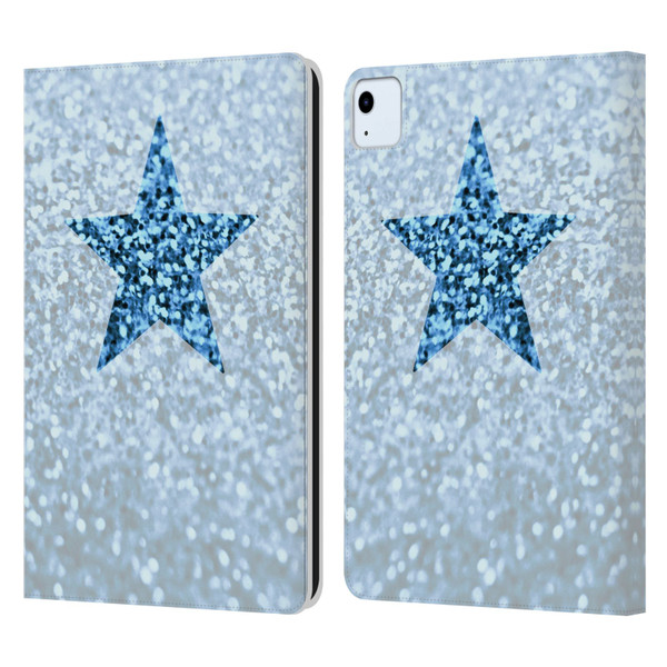 Monika Strigel Glitter Star Pastel Rainy Blue Leather Book Wallet Case Cover For Apple iPad Air 11 2020/2022/2024