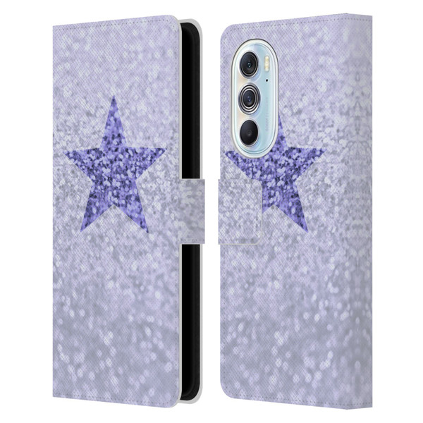 Monika Strigel Glitter Star Pastel Lilac Leather Book Wallet Case Cover For Motorola Edge X30