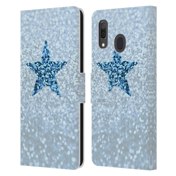 Monika Strigel Glitter Star Pastel Rainy Blue Leather Book Wallet Case Cover For Samsung Galaxy A33 5G (2022)