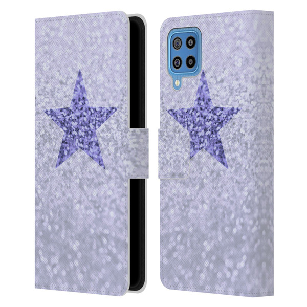 Monika Strigel Glitter Star Pastel Lilac Leather Book Wallet Case Cover For Samsung Galaxy F22 (2021)