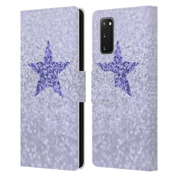 Monika Strigel Glitter Star Pastel Lilac Leather Book Wallet Case Cover For Samsung Galaxy S20 / S20 5G