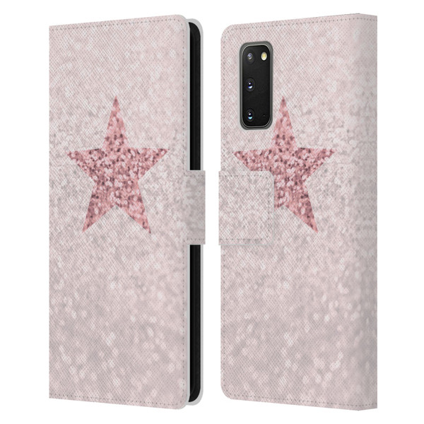 Monika Strigel Glitter Star Pastel Rose Pink Leather Book Wallet Case Cover For Samsung Galaxy S20 / S20 5G