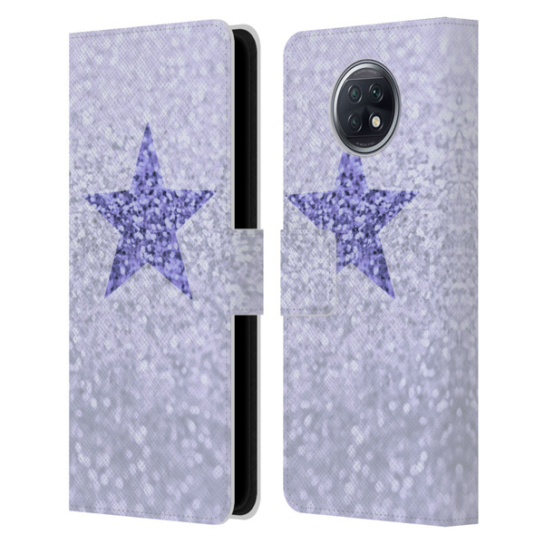 Monika Strigel Glitter Star Pastel Lilac Leather Book Wallet Case Cover For Xiaomi Redmi Note 9T 5G