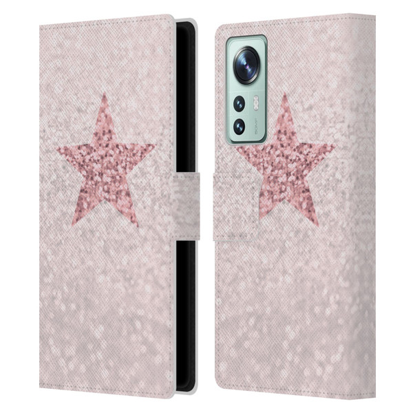 Monika Strigel Glitter Star Pastel Rose Pink Leather Book Wallet Case Cover For Xiaomi 12