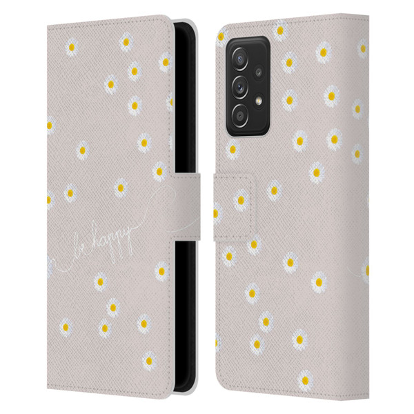 Monika Strigel Happy Daisy Nude Leather Book Wallet Case Cover For Samsung Galaxy A53 5G (2022)