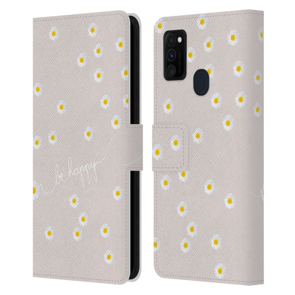Monika Strigel Happy Daisy Nude Leather Book Wallet Case Cover For Samsung Galaxy M30s (2019)/M21 (2020)