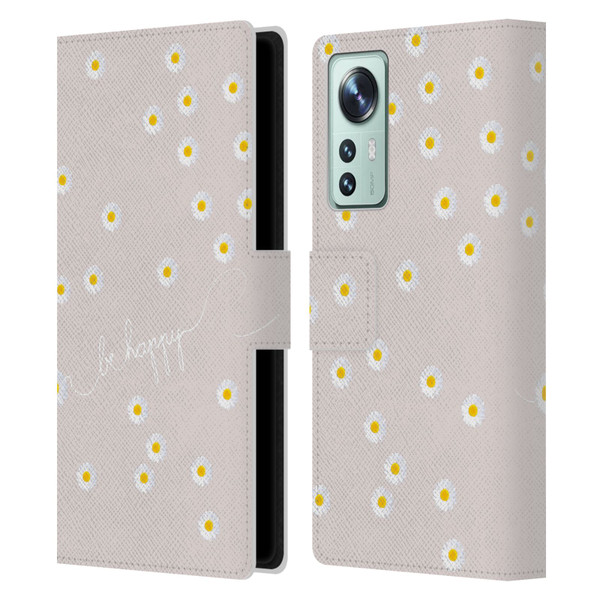 Monika Strigel Happy Daisy Nude Leather Book Wallet Case Cover For Xiaomi 12