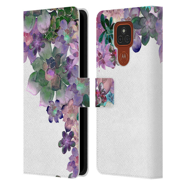 Monika Strigel My Garden Succulent Leather Book Wallet Case Cover For Motorola Moto E7 Plus