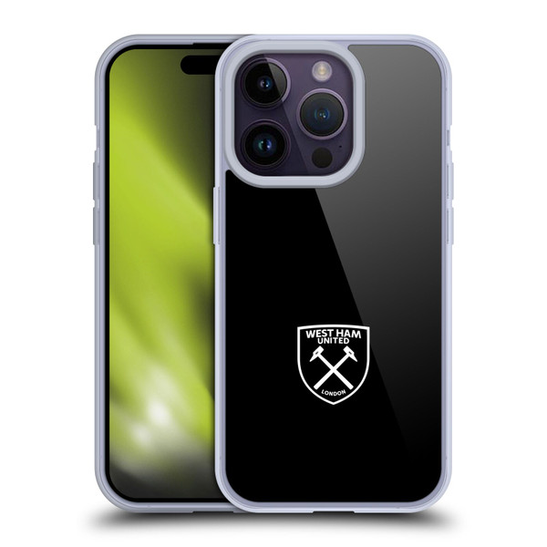 West Ham United FC Crest White Logo Soft Gel Case for Apple iPhone 14 Pro