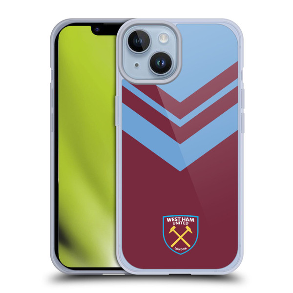 West Ham United FC Crest Graphics Arrowhead Lines Soft Gel Case for Apple iPhone 14