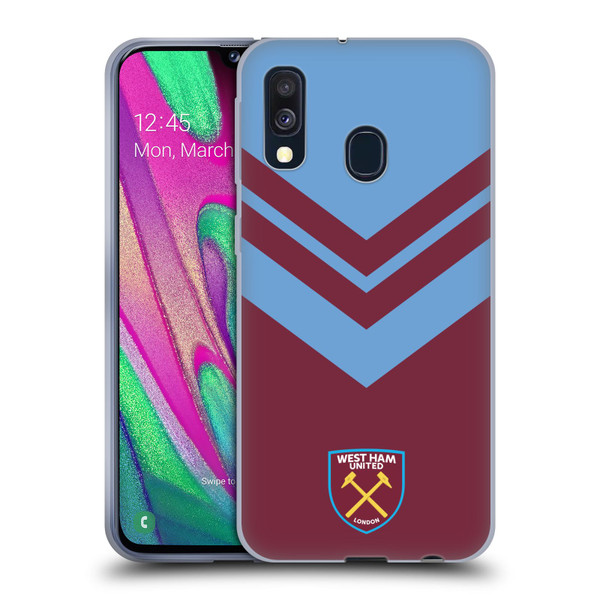 West Ham United FC Crest Graphics Arrowhead Lines Soft Gel Case for Samsung Galaxy A40 (2019)