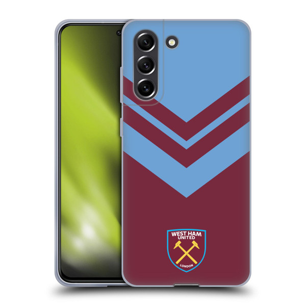 West Ham United FC Crest Graphics Arrowhead Lines Soft Gel Case for Samsung Galaxy S21 FE 5G