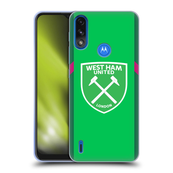 West Ham United FC 2023/24 Crest Kit Home Goalkeeper Soft Gel Case for Motorola Moto E7 Power / Moto E7i Power