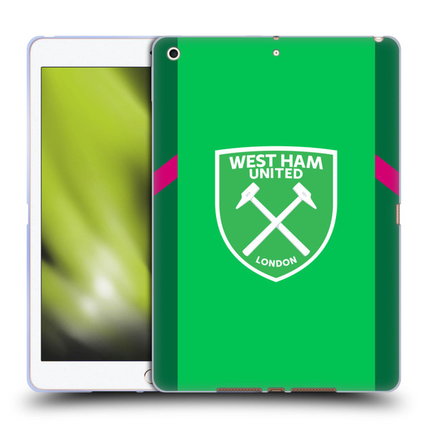 West Ham United FC 2023/24 Crest Kit Home Goalkeeper Soft Gel Case for Apple iPad 10.2 2019/2020/2021