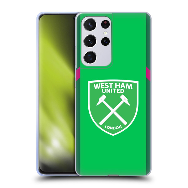 West Ham United FC 2023/24 Crest Kit Home Goalkeeper Soft Gel Case for Samsung Galaxy S21 Ultra 5G