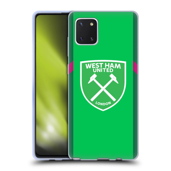 West Ham United FC 2023/24 Crest Kit Home Goalkeeper Soft Gel Case for Samsung Galaxy Note10 Lite