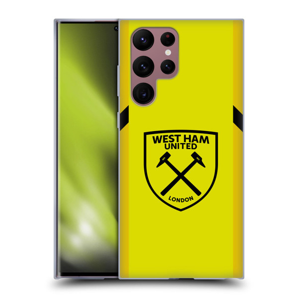 West Ham United FC 2023/24 Crest Kit Away Goalkeeper Soft Gel Case for Samsung Galaxy S22 Ultra 5G