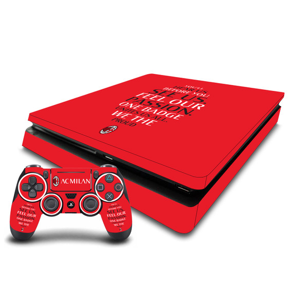 AC Milan Art Typography Vinyl Sticker Skin Decal Cover for Sony PS4 Slim Console & Controller