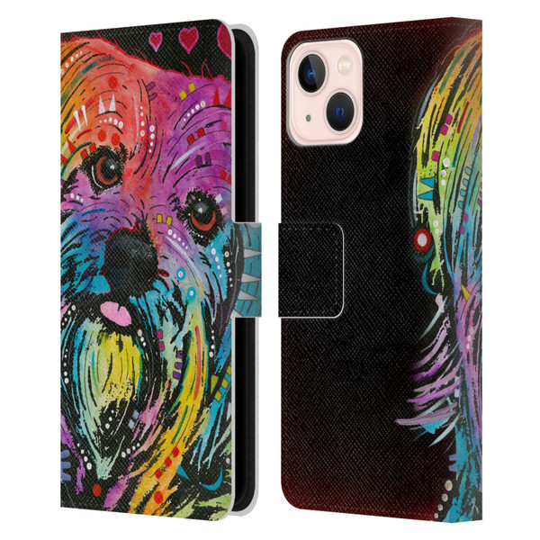 Dean Russo Dogs Yorkie Leather Book Wallet Case Cover For Apple iPhone 13