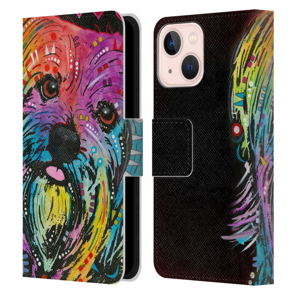 Dean Russo Dogs Yorkie Leather Book Wallet Case Cover For Apple iPhone 13 Mini