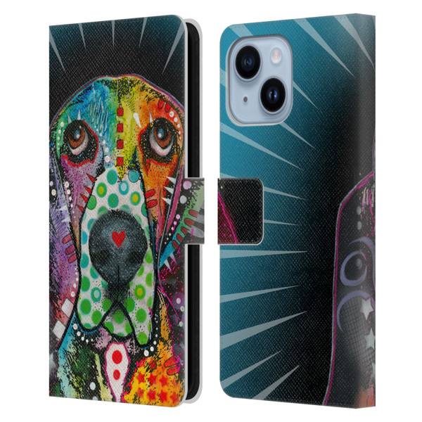 Dean Russo Dogs Hound Leather Book Wallet Case Cover For Apple iPhone 14 Plus