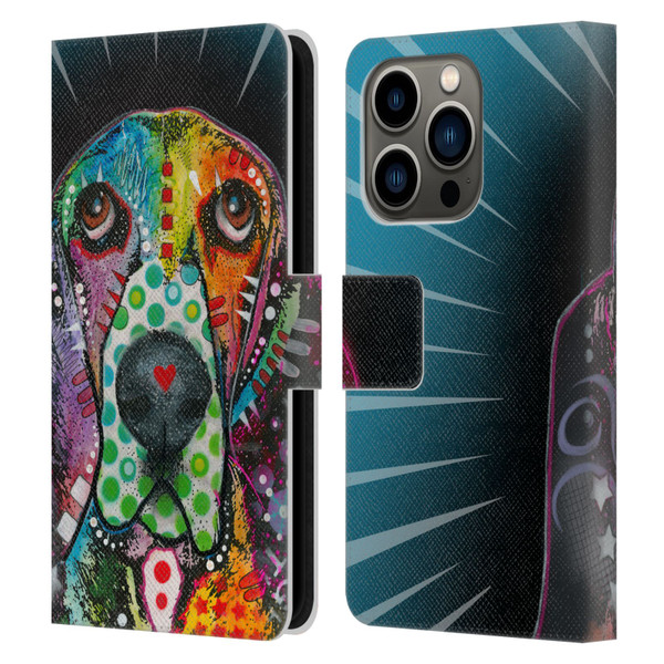 Dean Russo Dogs Hound Leather Book Wallet Case Cover For Apple iPhone 14 Pro
