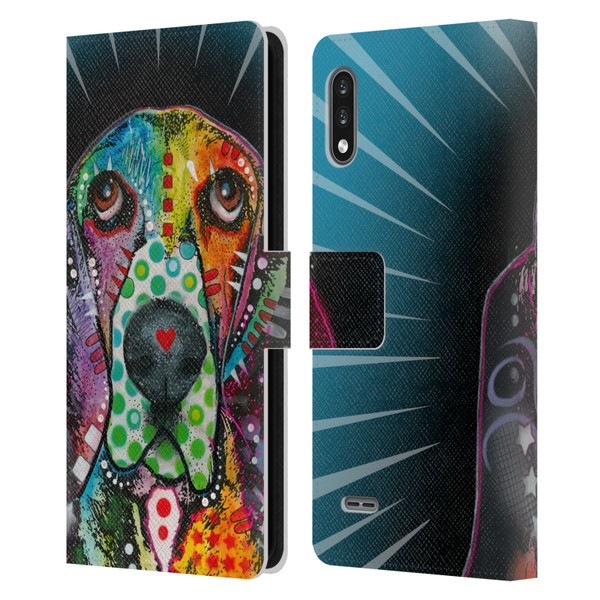 Dean Russo Dogs Hound Leather Book Wallet Case Cover For LG K22