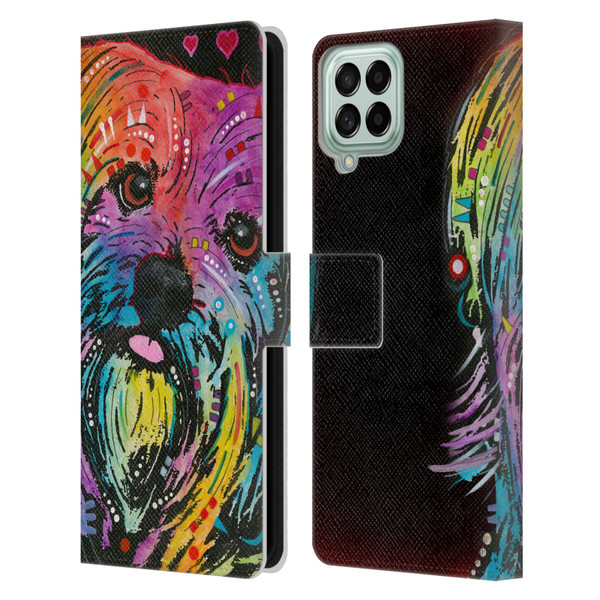 Dean Russo Dogs Yorkie Leather Book Wallet Case Cover For Samsung Galaxy M33 (2022)
