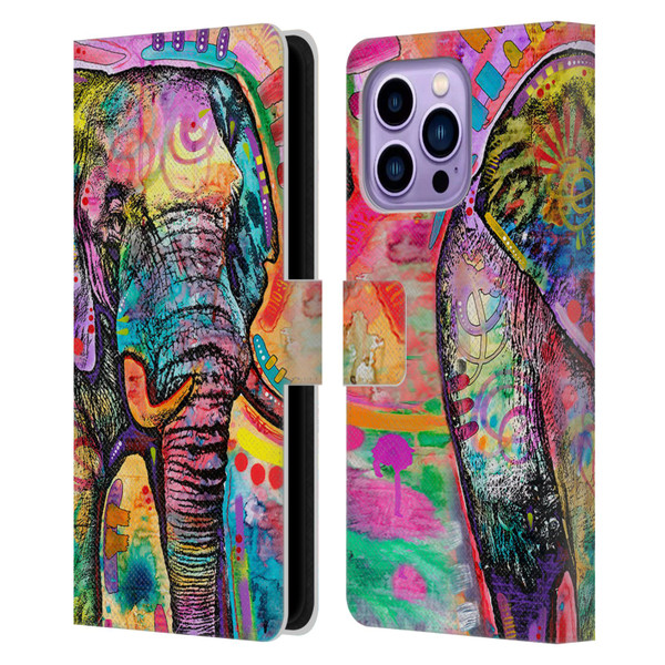 Dean Russo Wildlife 2 Elephant Leather Book Wallet Case Cover For Apple iPhone 14 Pro Max