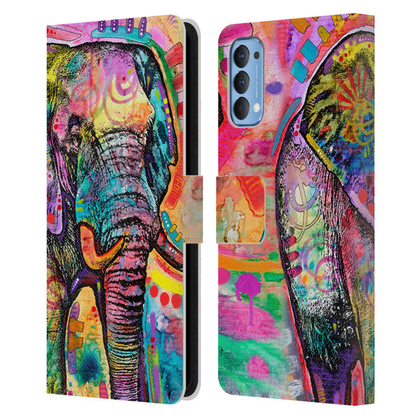 Dean Russo Wildlife 2 Elephant Leather Book Wallet Case Cover For OPPO Reno 4 5G