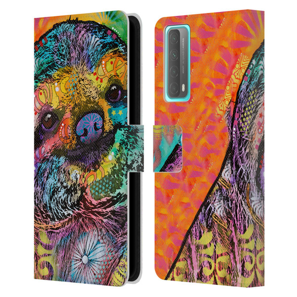 Dean Russo Wildlife 3 Sloth Leather Book Wallet Case Cover For Huawei P Smart (2021)