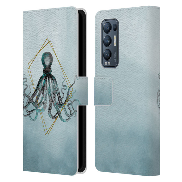 LebensArt Beings Octopus Leather Book Wallet Case Cover For OPPO Find X3 Neo / Reno5 Pro+ 5G