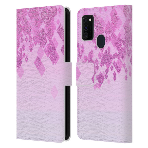 LebensArt Patterns 2 Pink Pastel Glitter Leather Book Wallet Case Cover For Samsung Galaxy M30s (2019)/M21 (2020)