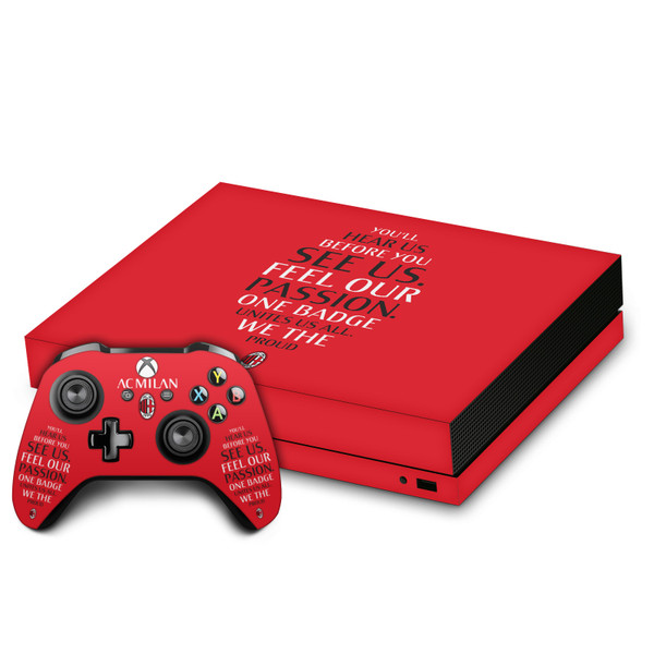 AC Milan Art Typography Vinyl Sticker Skin Decal Cover for Microsoft Xbox One X Bundle