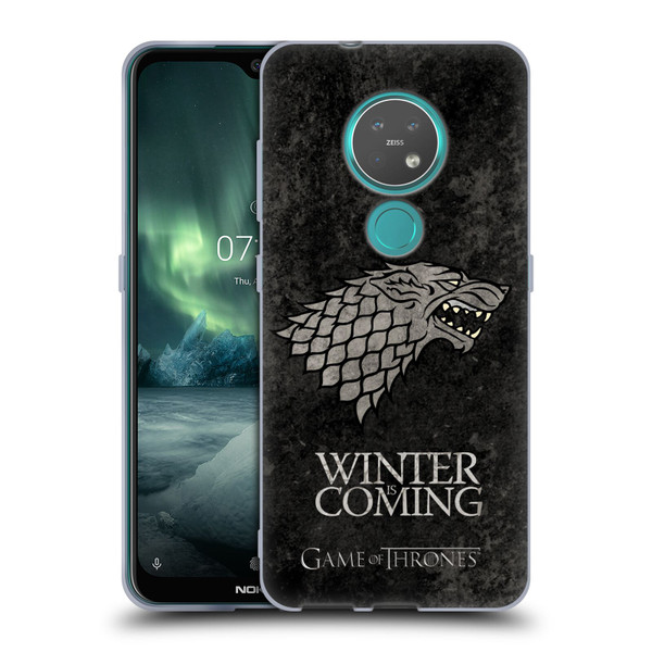 HBO Game of Thrones Dark Distressed Look Sigils Stark Soft Gel Case for Nokia 6.2 / 7.2