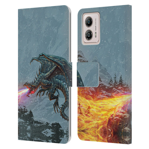 Christos Karapanos Mythical Art Power Of The Dragon Flame Leather Book Wallet Case Cover For Motorola Moto G53 5G