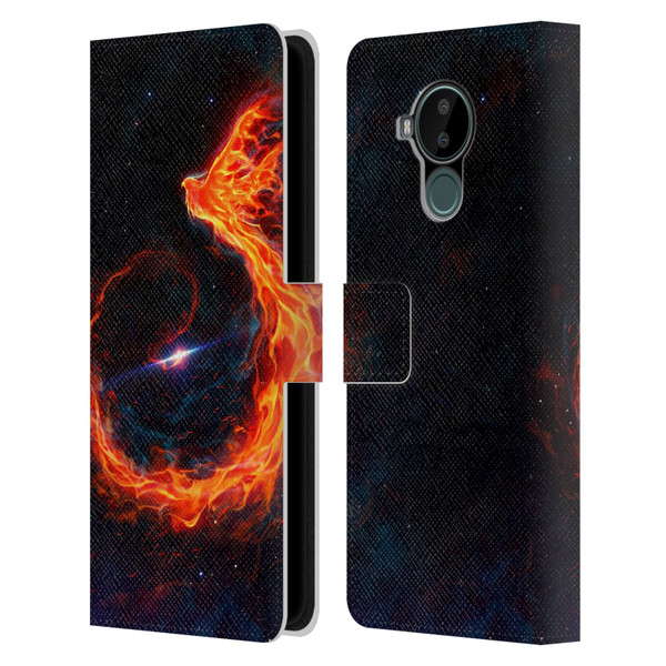 Christos Karapanos Phoenix Out Of Space Leather Book Wallet Case Cover For Nokia C30