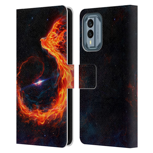 Christos Karapanos Phoenix Out Of Space Leather Book Wallet Case Cover For Nokia X30